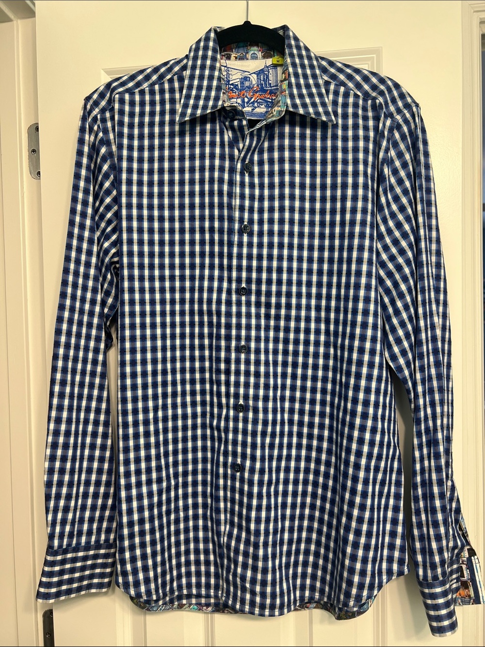 Robert Graham Navy and White Checked Button-Down Shirt